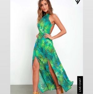 Lulu's Tropic of Discussion Halter Maxi Dress NWT L